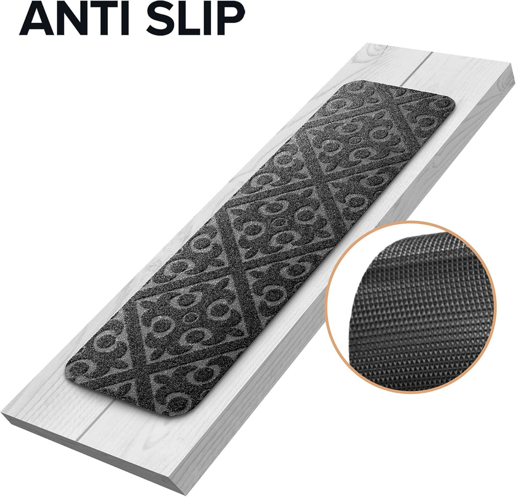 Carpet Stair Treads Set of 13 Non Slip/Skid Rubber Runner Mats or Rug Tread – Indoor Outdoor Pet Dog Stair Treads Pads – Non-Slip Stairway Carpet Rugs (Gray) 8" x 30"