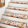 Bullnose Stair Treads for Wooden Steps,Non-Slip Peel and Stick Stair treads Stair Carpet for Indoor Runner and Pets,Floral Stair Rugs,Soft Washable Staircase 7pcs 29.5 ''x9.5 ''x1.5 ''