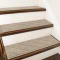 Edging Stair Treads Non-Slip Carpet Mat 28inX9in Indoor Stair Runners for Wooden Steps, Edging Stair Rugs for Kids and Dogs, 100% Polyester TPE Backing (15pc, Beige)